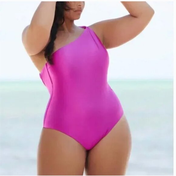 ⭐️ Sleek One-Shoulder One-Piece Boho Hipster Hippie Art Deco Minimal Swimsuit - Picture 2 of 7